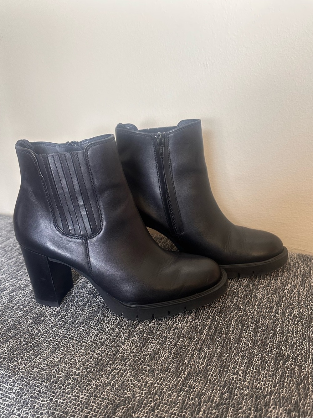 Paul Green Woman’s Black Leather Ankle Boots - Classic Block Heel